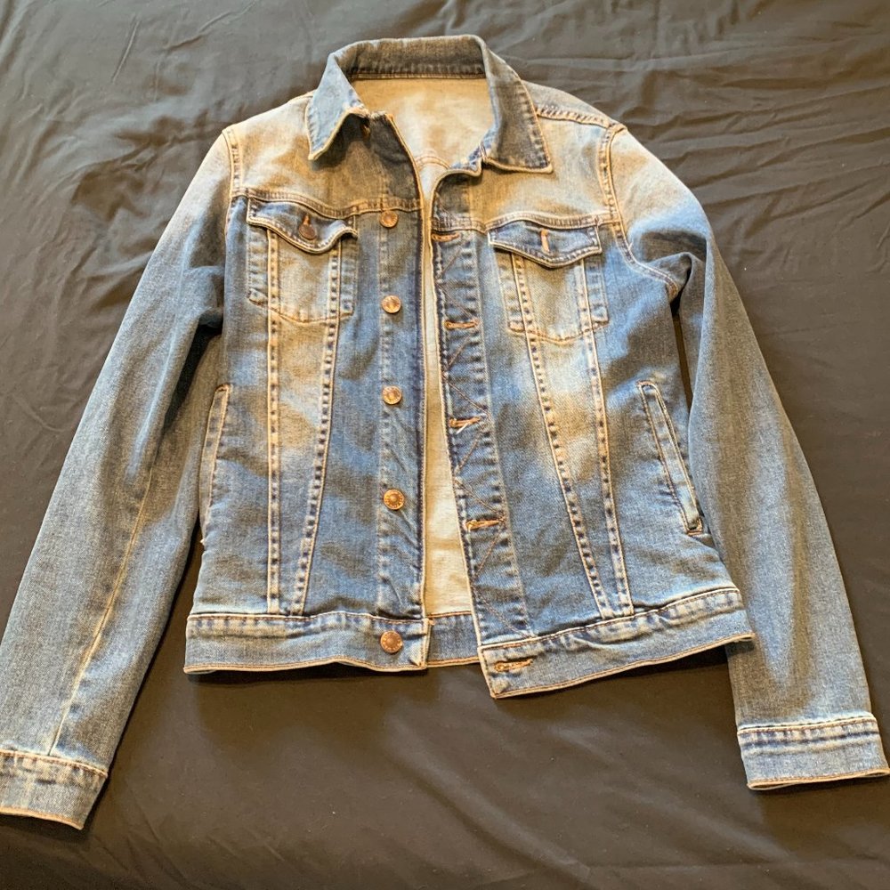 Zara Man Denim Trucker Jacket, Size XS, Men, Blue Cotton Distressed color